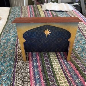 Jim Shore Blue and Gold Wooden Nativity Stable